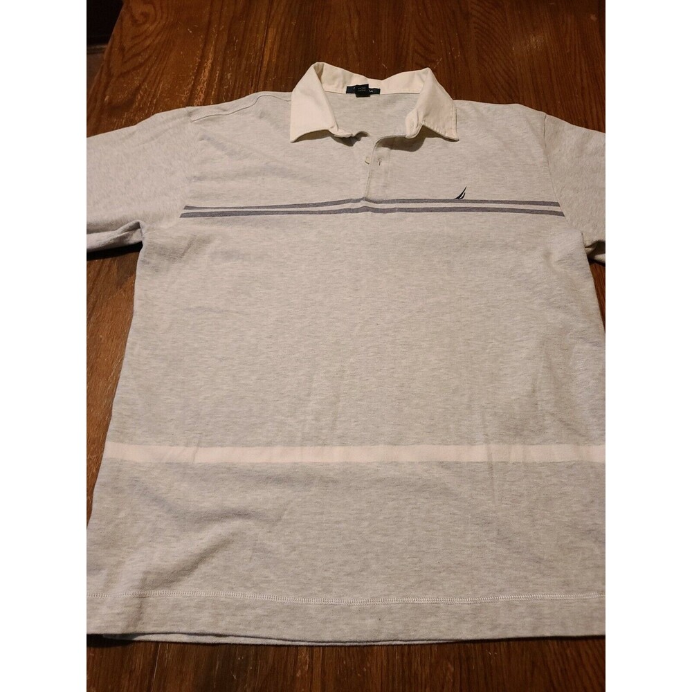 Nautica Polo Shirt Long Sleeve Gray Men's 2 XL